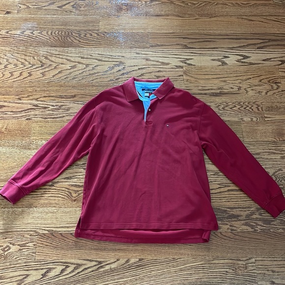 Tommy Hilfiger Burgundy Mens Cotton Button Down - Picture 2 of 4